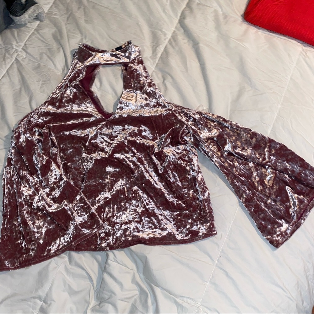 AE Pink Crushed Velvet Top